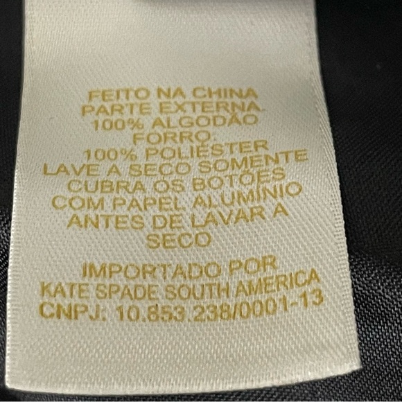 KATE SPADE BLACK LACE BUTTON UP COAT BLACK AND GOLD XXS - Picture 10 of 11